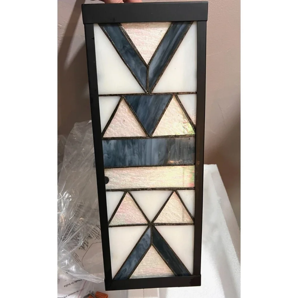NIB River of Goods STAINED GLASS Outdoor Light Wall Sconce Fixture Iridescent